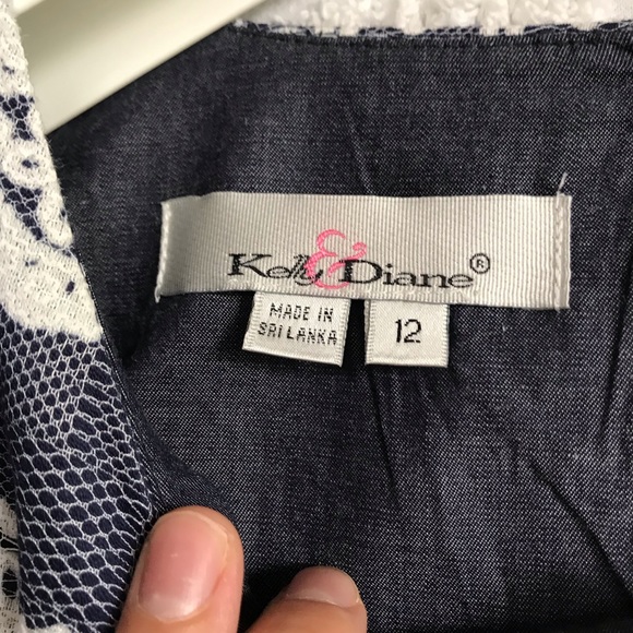 NEW Kelly & Diane Woman's Size 4 Sleeveless Top & Skirt set Navy and White Lace - Picture 5 of 8
